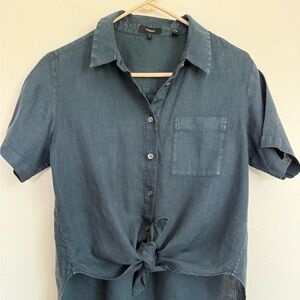 Theory linen tie front top M